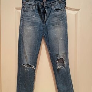 Citizens of Humanity Distressed Rocket Crop Hi Rise Skinny